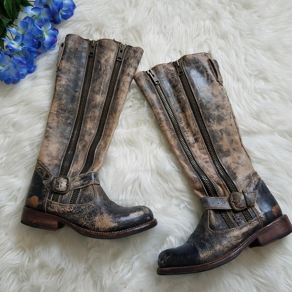 Bed Stu Leather Tango Zippered Tall Boots